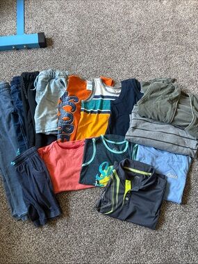 Carter's Boys Mixed Color Casual Tops & Bottoms Pack - Orange, Blue, Navy, Coral